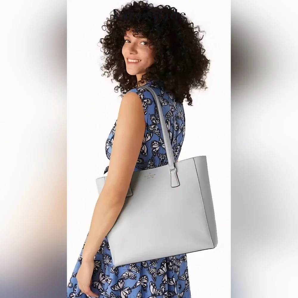 Kate Spade Perry Saffiano Leather Laptop Tote Large Purse Bag Stone Path NEW